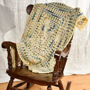 New hand crocheted afghan throw blanket soft beautiful colors 40" x 44"
